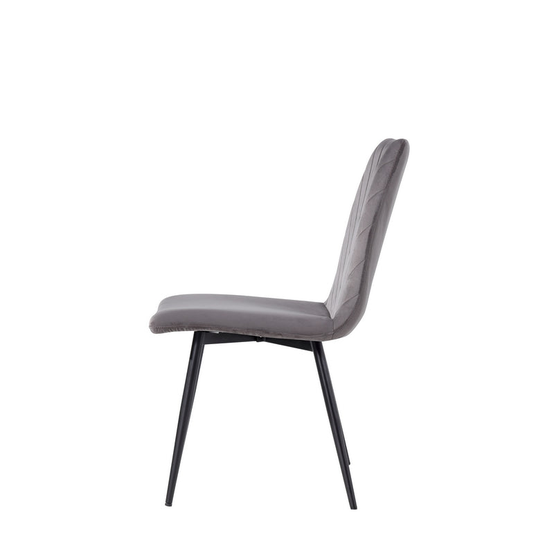 Retro Dining Chair Metal & Fabric Grey