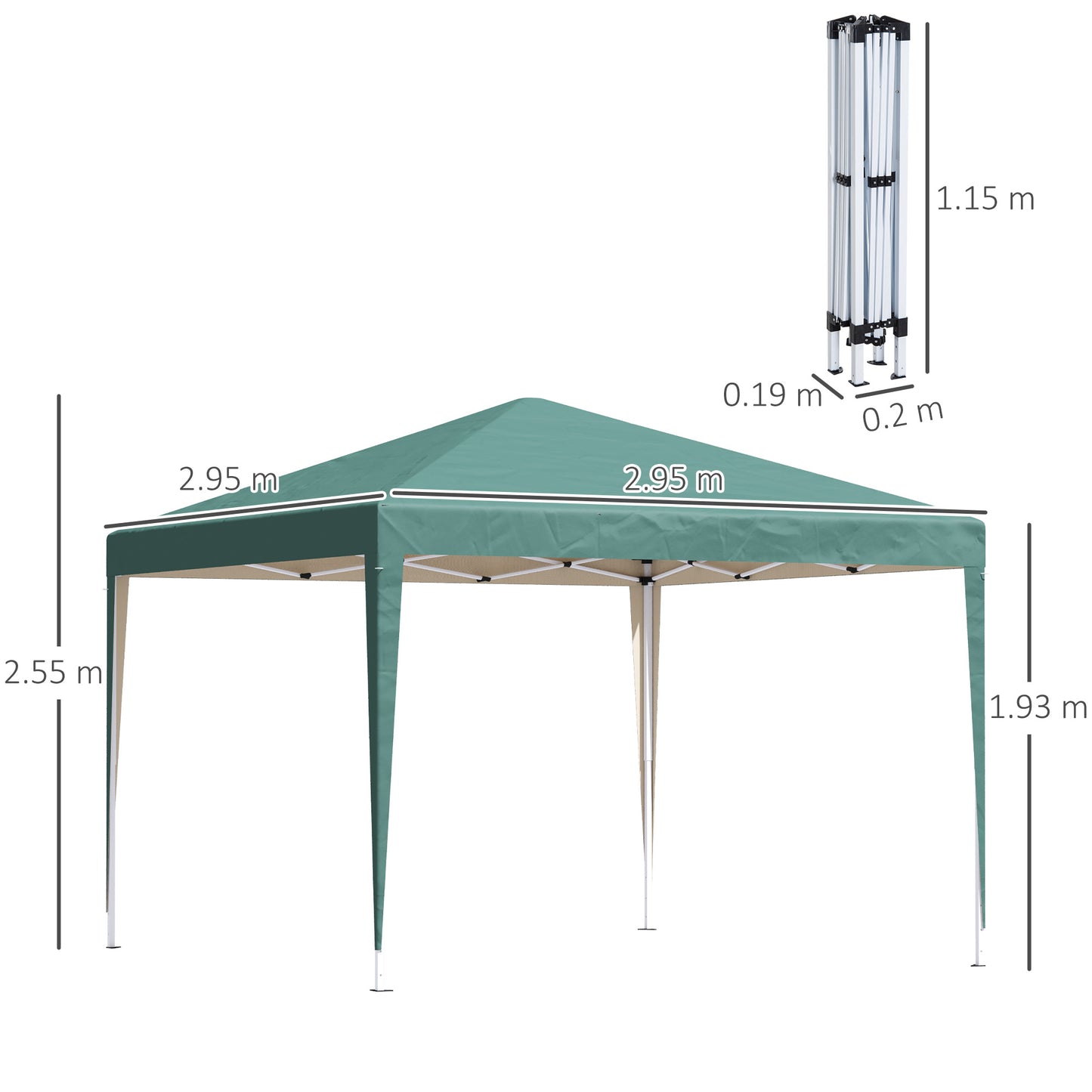 Outsunny 3 x 3 meter Garden Heavy Duty Pop Up Gazebo Marquee Party Tent Folding Wedding Canopy-Green