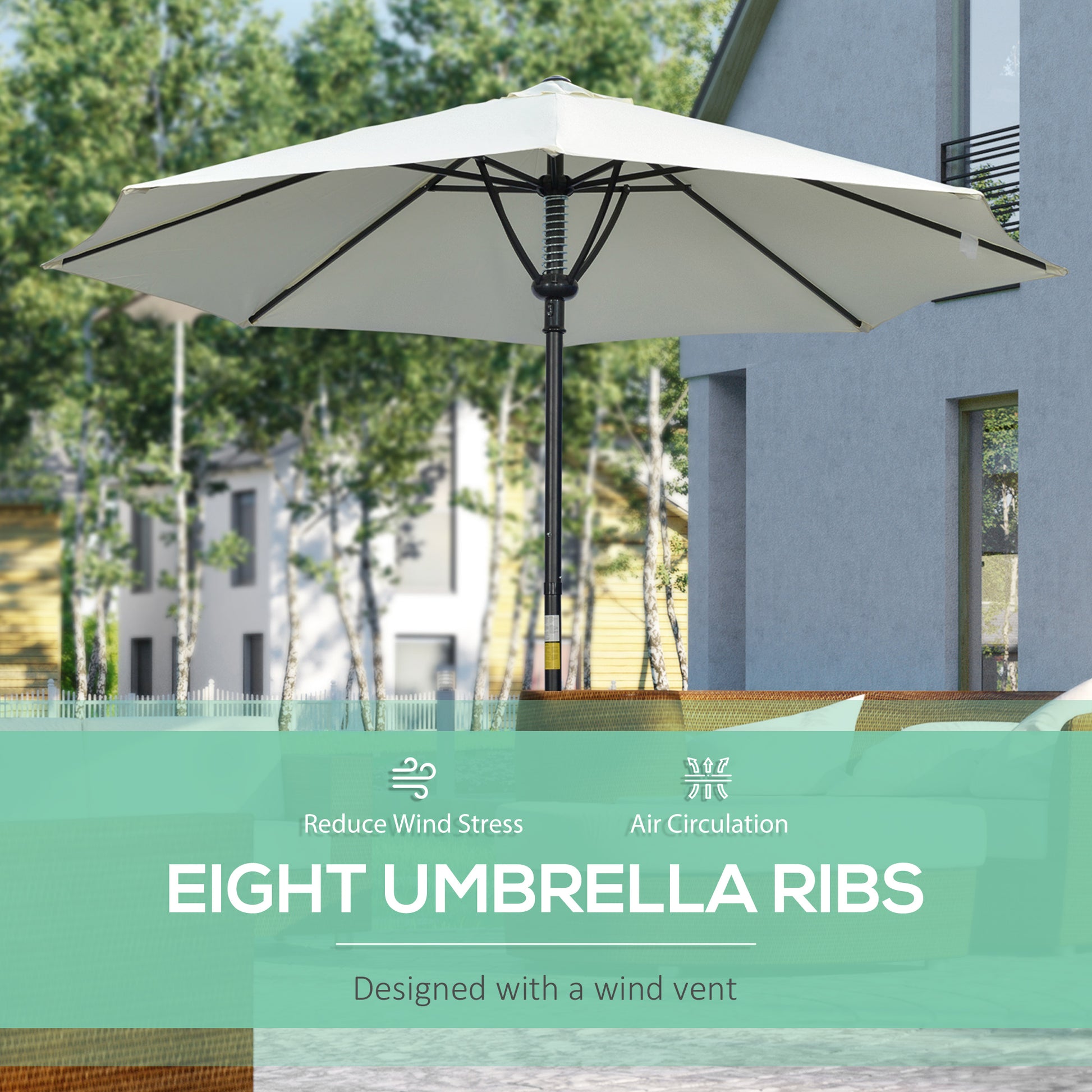 Outsunny Garden 3(M) Parasol Umbrella