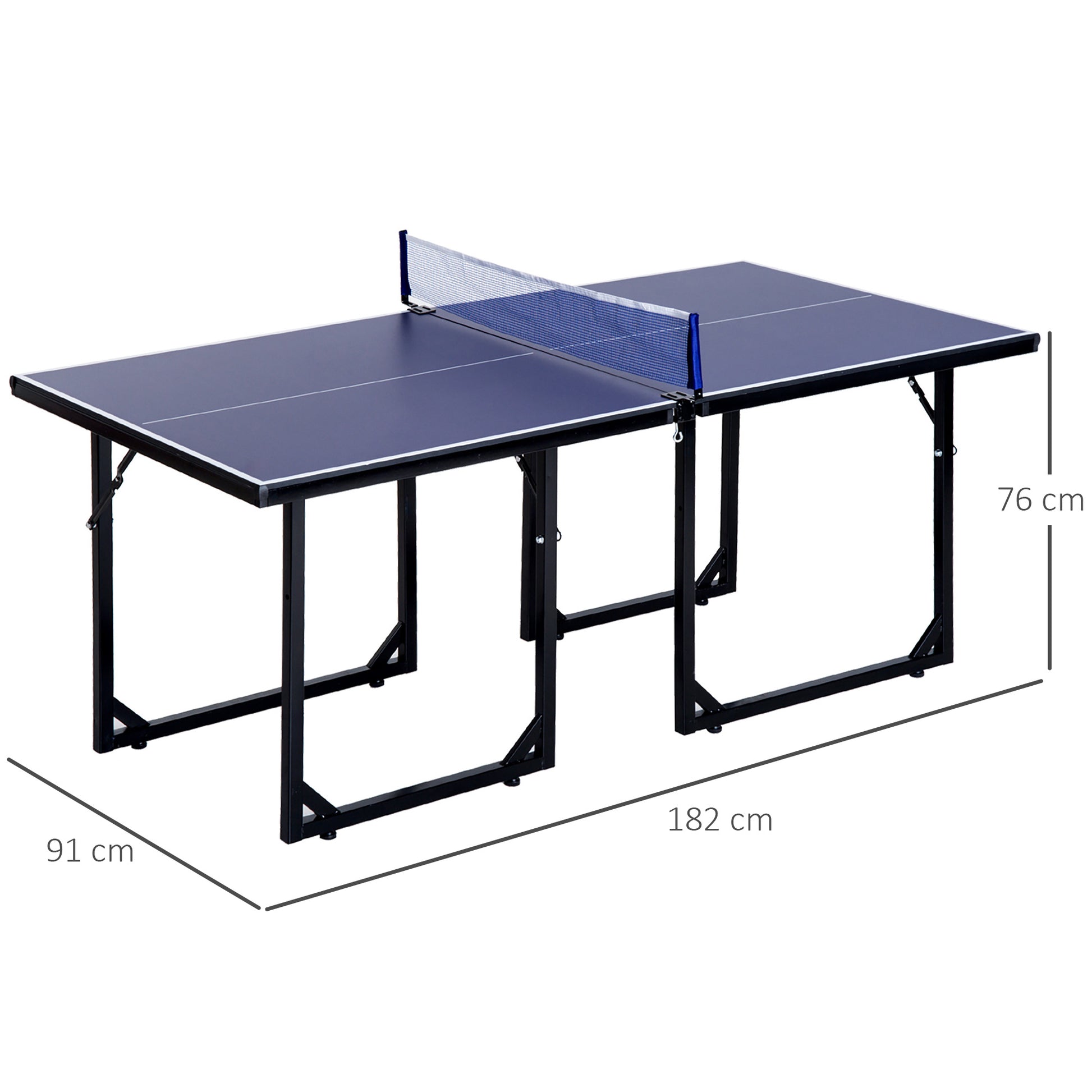 Homcom 6ft 182cm Mini Table Tennis Table Folding Ping Pong Table with Net Multi-Use Table for Indoor Outdoor Game