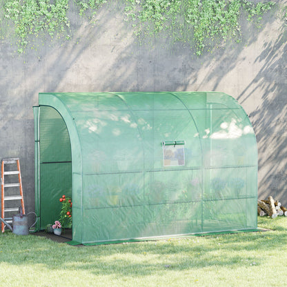 Outsunny Walk-In Lean to Greenhouse with Windows and Zippered Doors