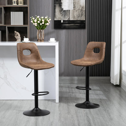 Homcom Set of Two Retro Bar Stools - Brown