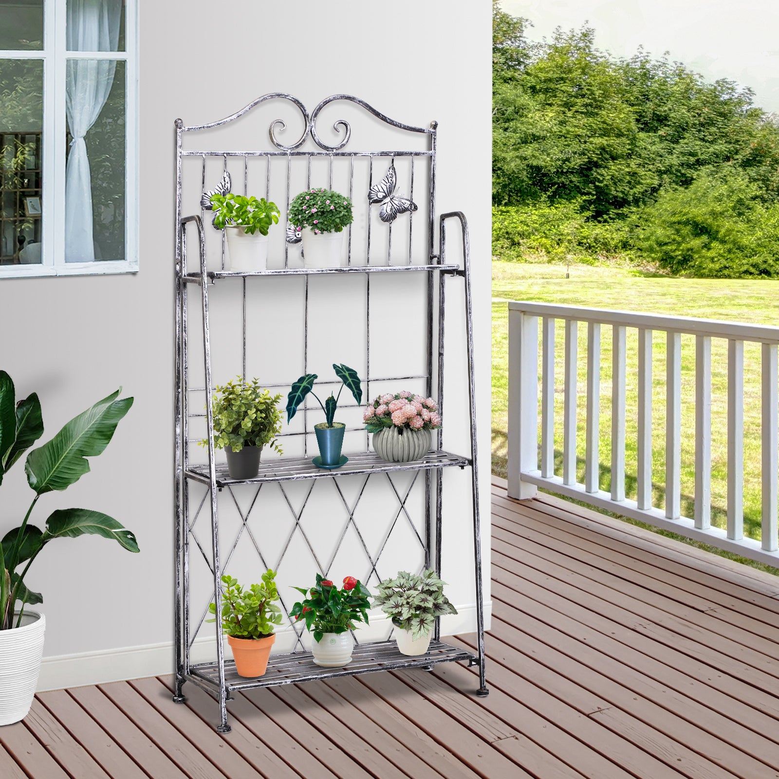 Outsunny 3-Tier Metal Plant Stand