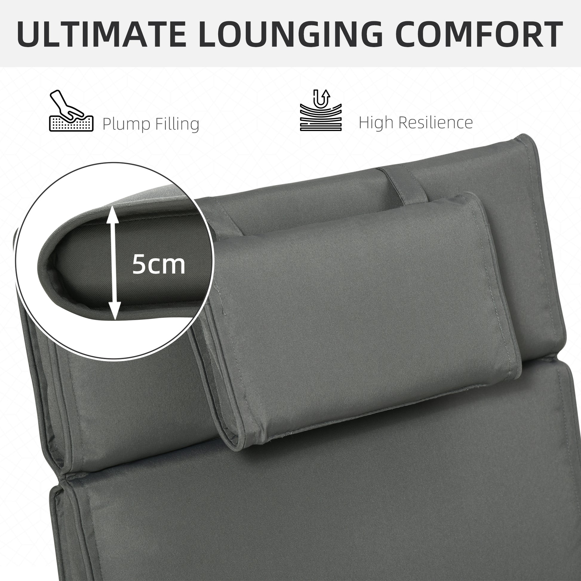 Outsunny Outdoor Garden Patio Folding High Back Chair Cushion Replacement Seat Pad - Grey