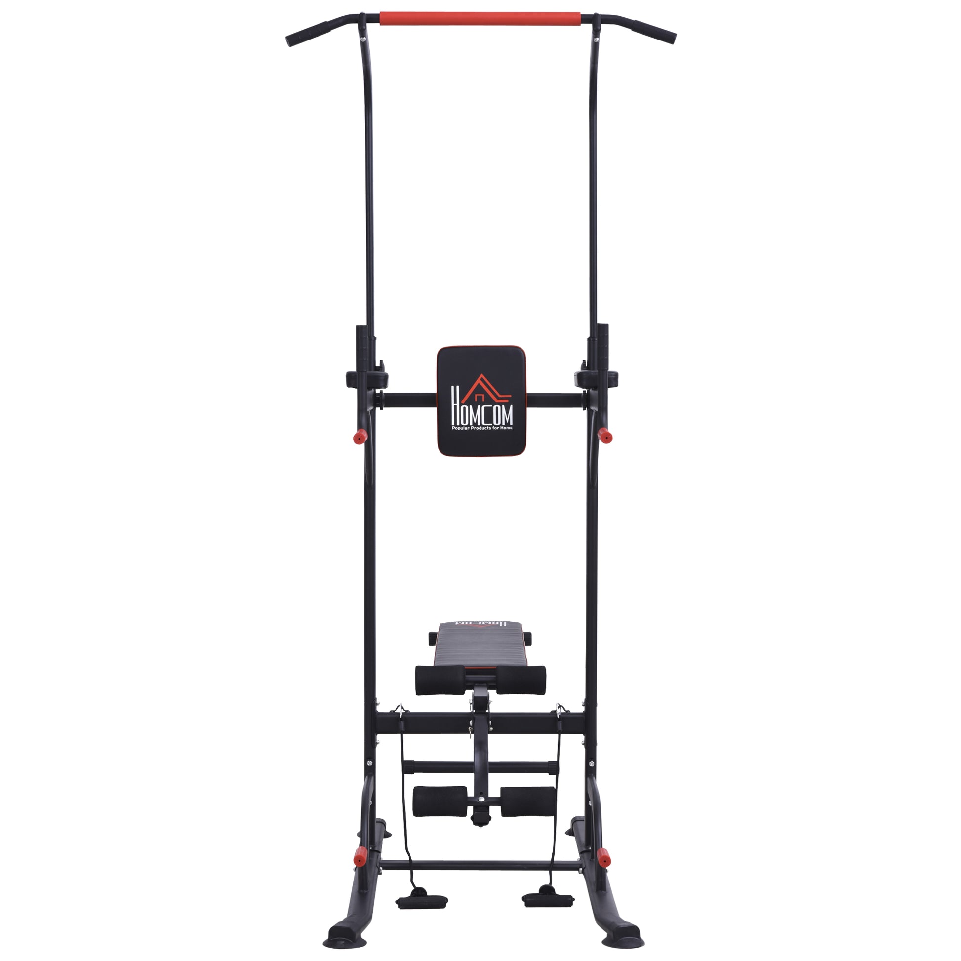 Homcom Steel Strength Training Power Tower Pull Up Station Black/Red