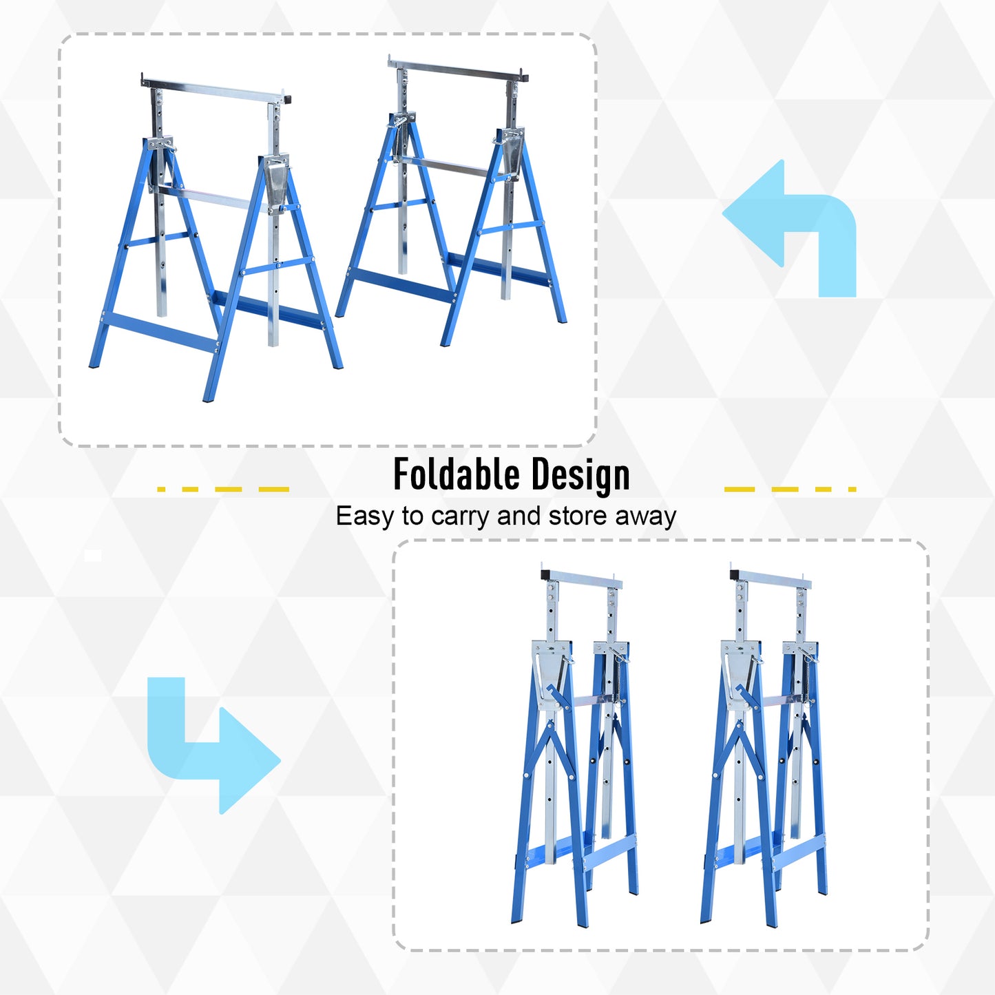 Homcom Steel Builders Twin-Set Telescopic Trestle Blue