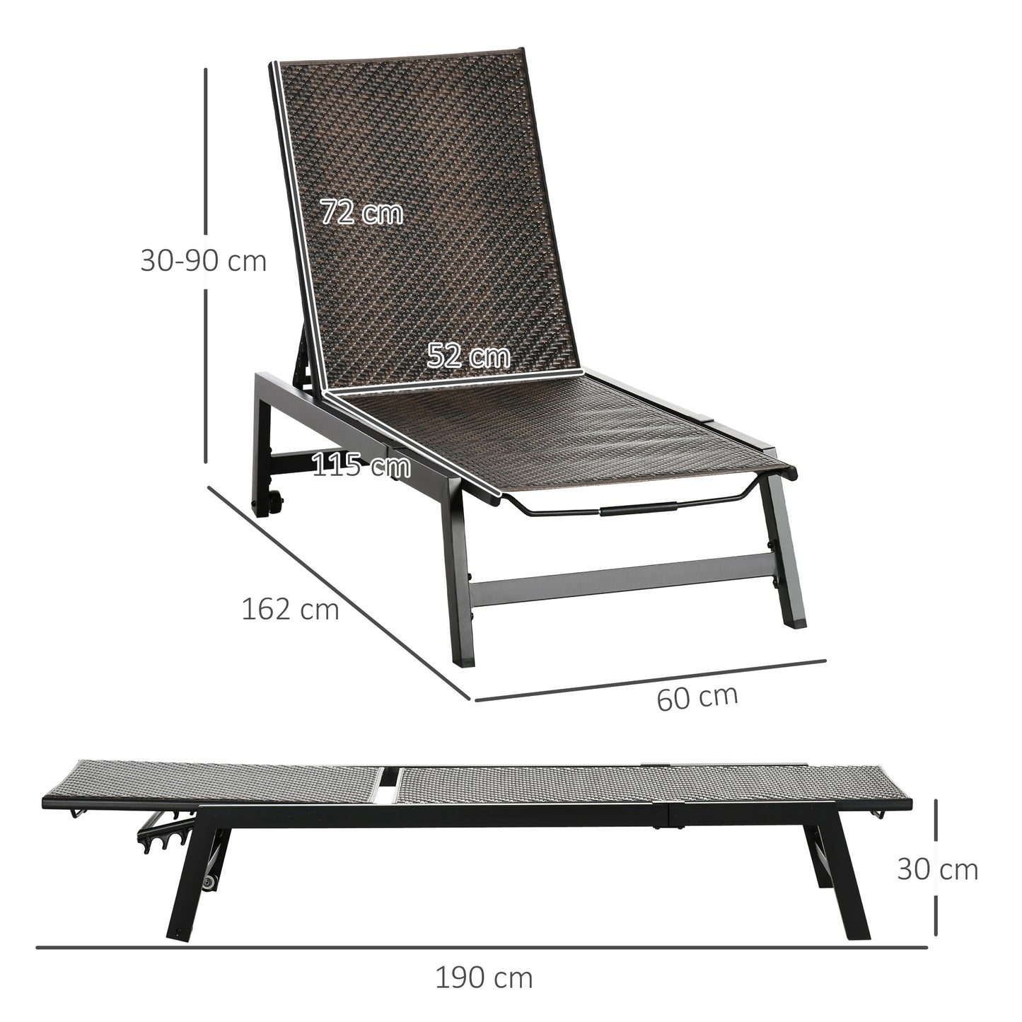 Outsunny Outdoor PE Rattan Sun Loungers