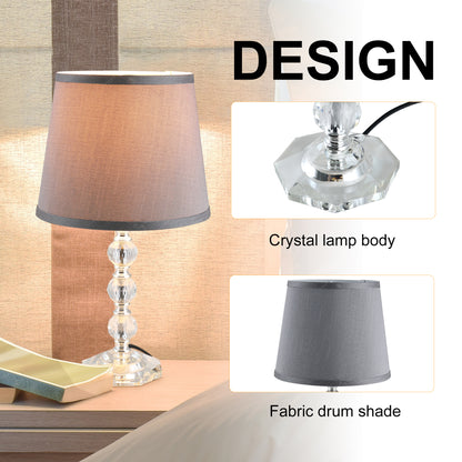 Homcom Crystal Glass Bedside Table Lamp Grey