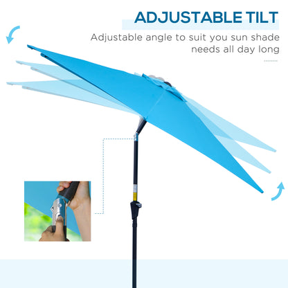 Outsunny 2.7M Garden Parasol Umbrella with Tilt and Crank