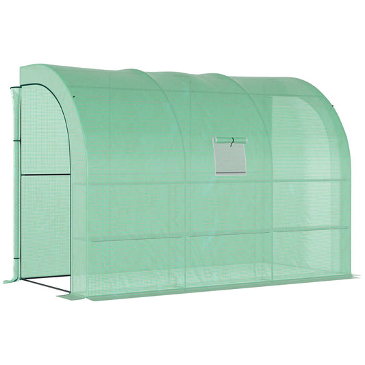 Outsunny Walk-In Lean to Greenhouse with Windows and Zippered Doors