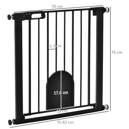 PawHut Dog Gate with Cat Flap Pet Safety Gate Barrier