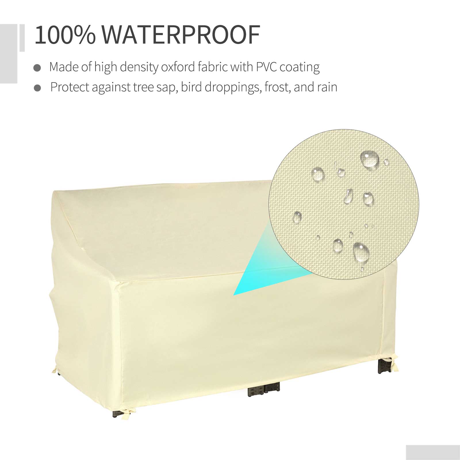 Outsunny Outdoor Furniture Cover 2 Seater Waterproof Protection Tough PVC Wind Rain Dust UV Shelter