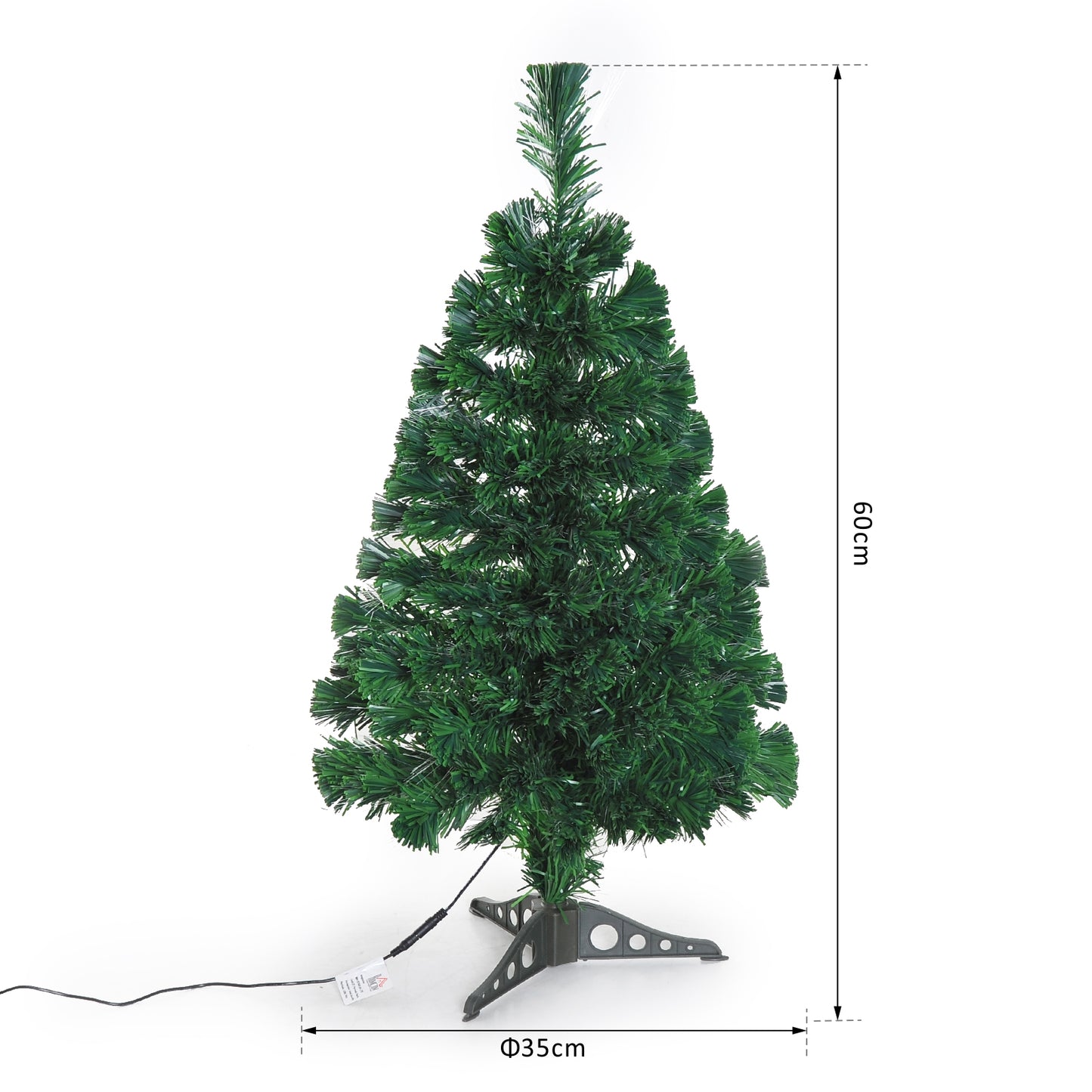 Homcom 2FT Small Pre-Lit Fiber Optic Christmas Tree Artificial Spruce Tree Green