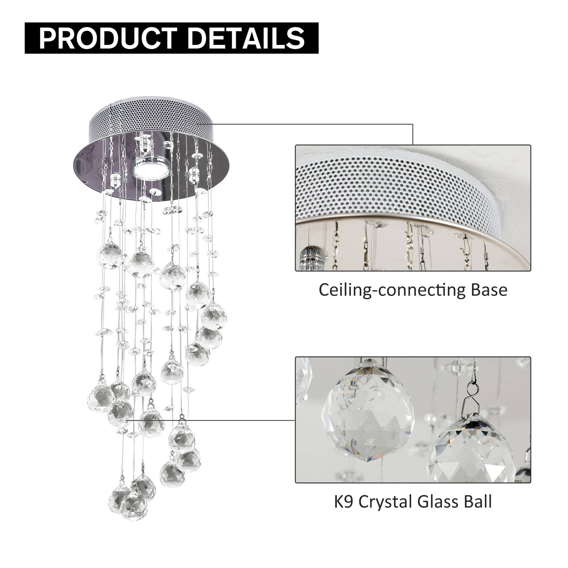 Homcom Crystal Ceiling Chandelier