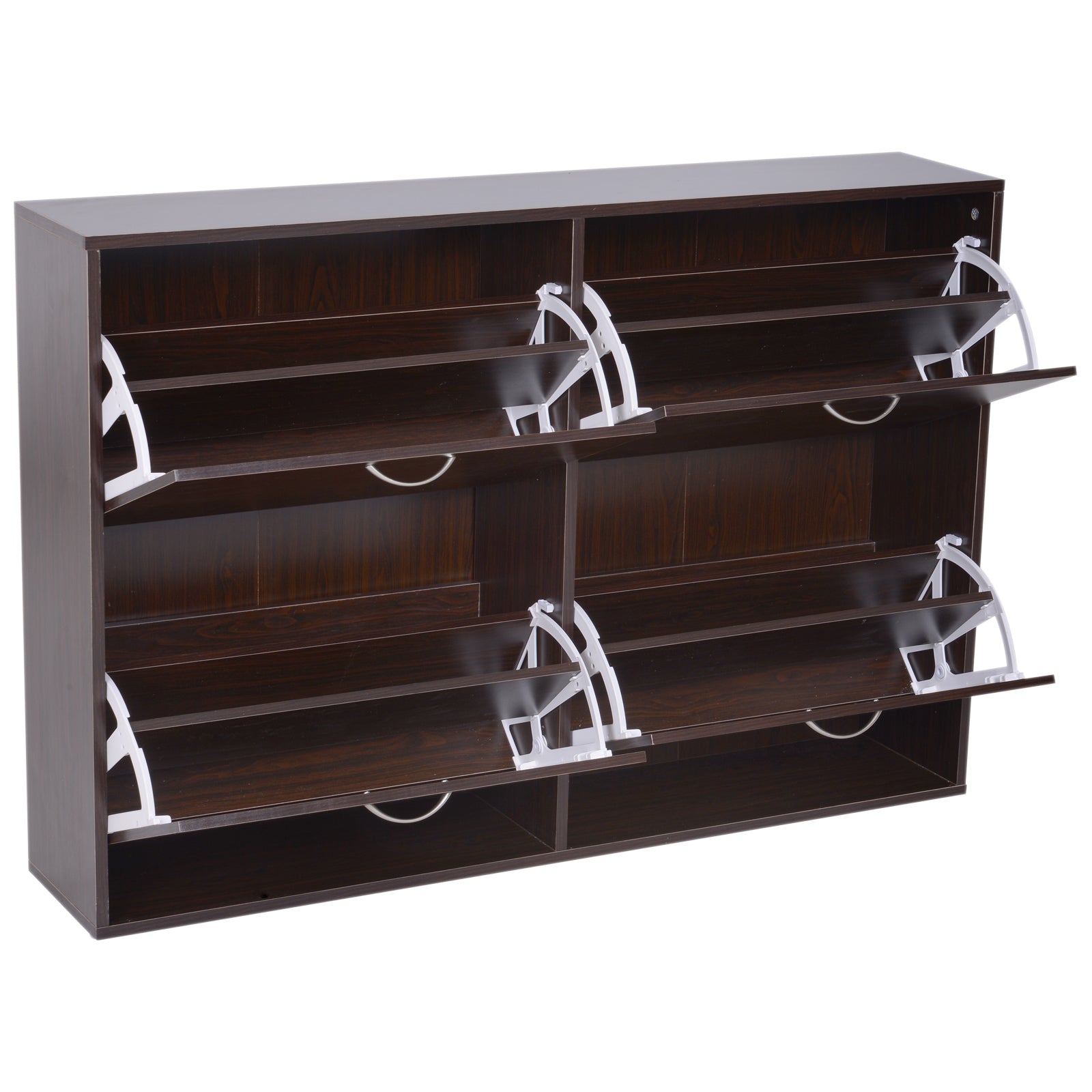 Homcom Wooden Modern Design 4 Drawer Shoes Cabinet Pull Down Shelf Storage Organiser Entrance Hallway Furniture - Dark Brown