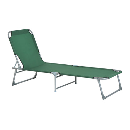 Outsunny Reclining Sun Lounger Chair Folding Camping Bed with 4-Position Adjustable Backrest