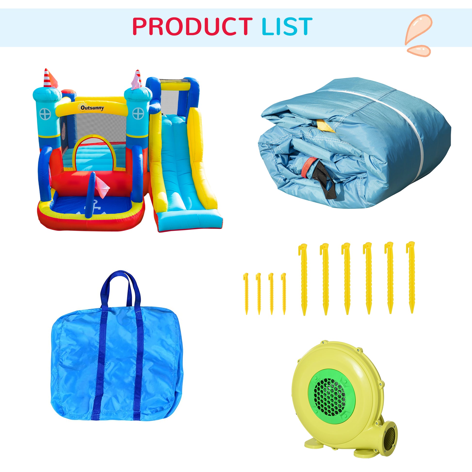 Outsunny 4 In 1 Kids Bouncy Castle Large Sailboat Style Inflatable House Slide Trampoline Water Pool Climbing Wall With Blower Carrybag For Kids Age 3-8