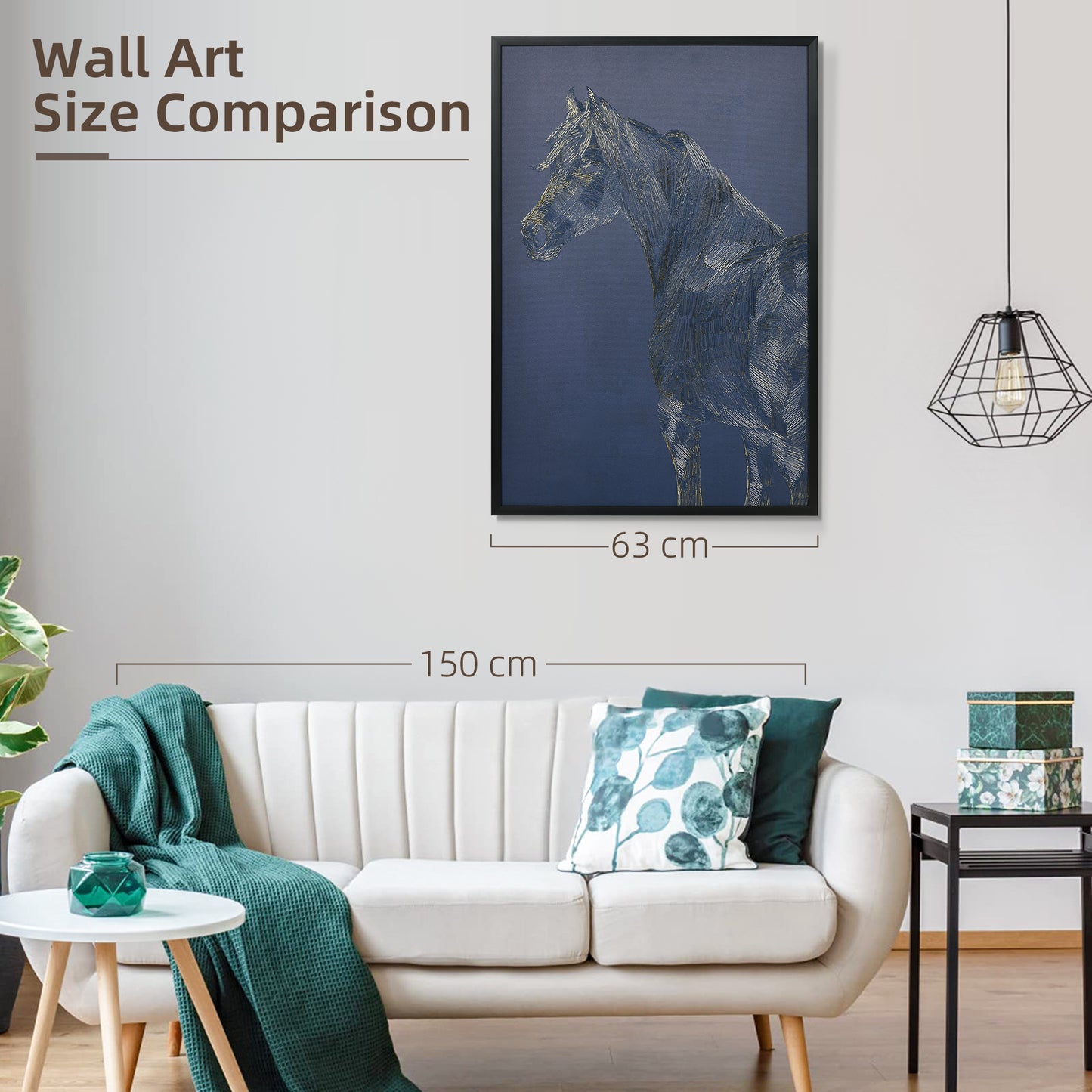 Homcom Canvas Wall Art Gold Textured Horse