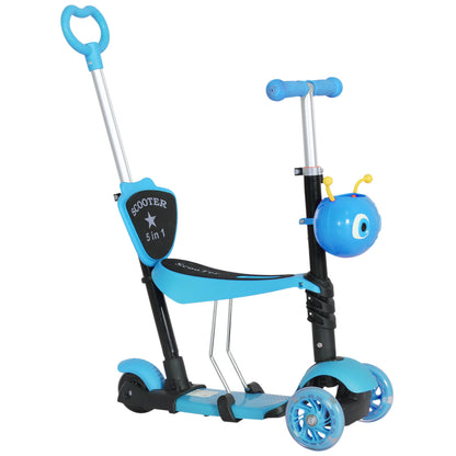 Homcom 5-in-1 Kids Kick Scooter W/Removable Seat-Blue