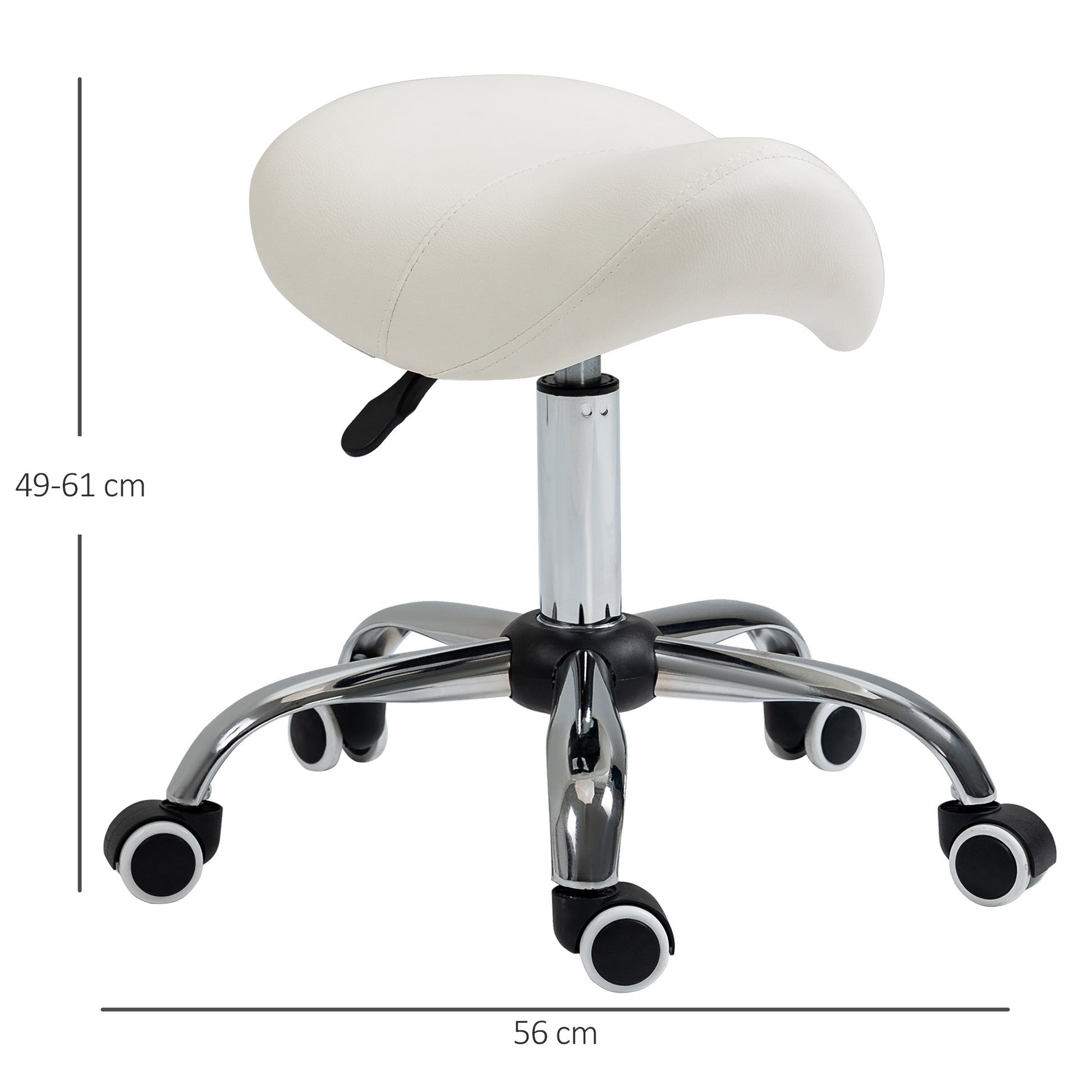 Homcom Cosmetic Stool 360° Rotate Height Adjustable Salon Massage Spa Chair Hydraulic Rolling Faux Leather Saddle Stool