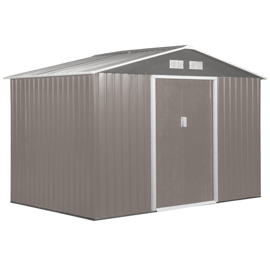 Galvanised 9 x 6' Double Door Reverse Apex Garden Shed With Ventilation Steel Grey by Steadfast