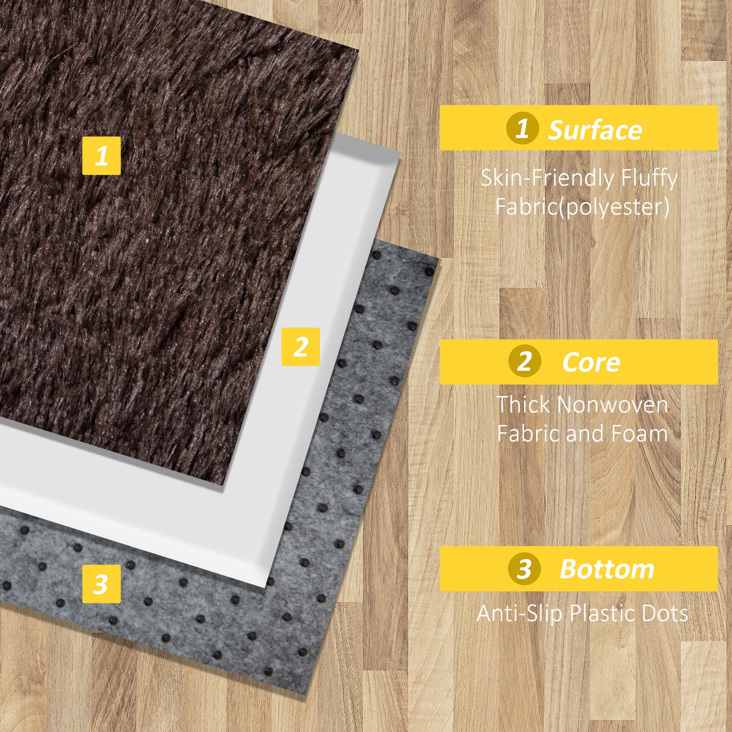 Homcom Brown Fluffy Rug