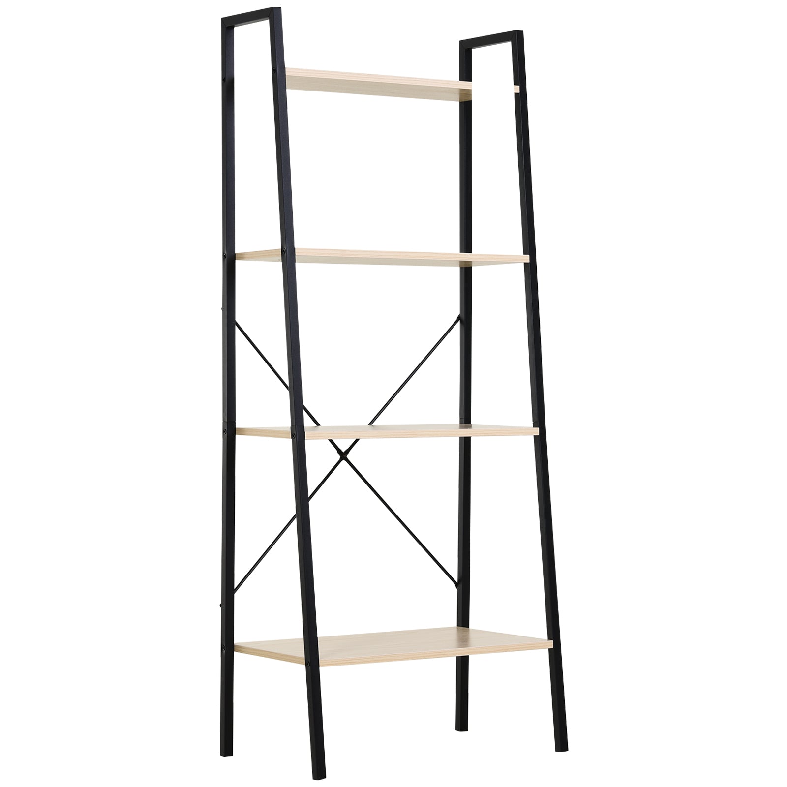 Homcom Four-Tier Metal Frame Minimal Shelving Unit - Black