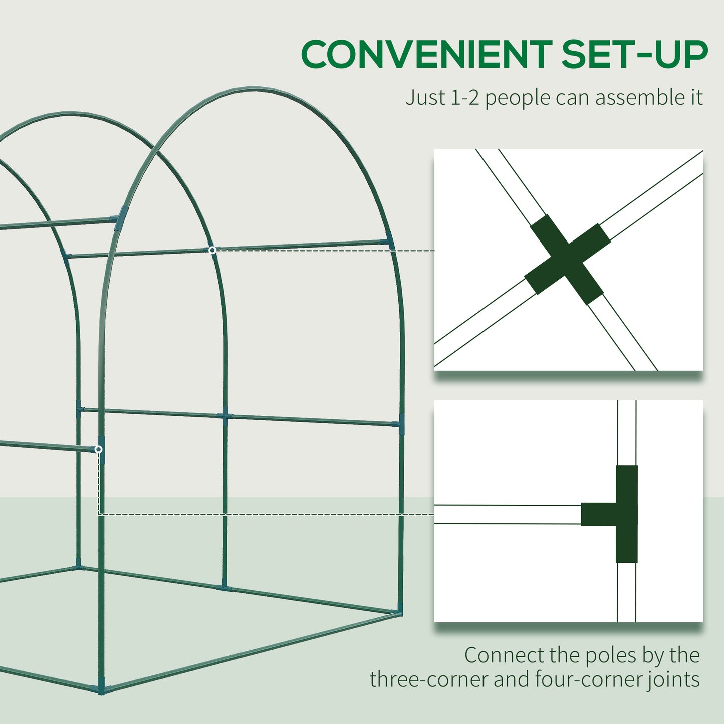 Outsunny Walk In Polytunnel Greenhouse Green House For Garden With Roll-Up Window And Door 1.8 X 1.8 X 2 M Green