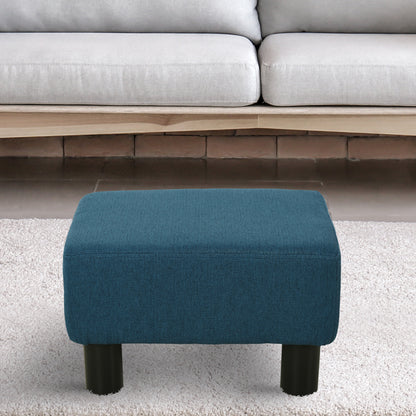 Homcom Linen Fabric Footstool Footrest Small Seat Foot Rest Chair Ottoman Light Home Office with Legs 40 x 30 x 24cm Blue