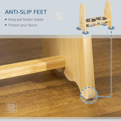 PawHut Raised Dog Bowls with Stand Adjustable Raised Pet Feeder with 2 Removable Stainless Steel Bowls for Small to Extra Large Dogs