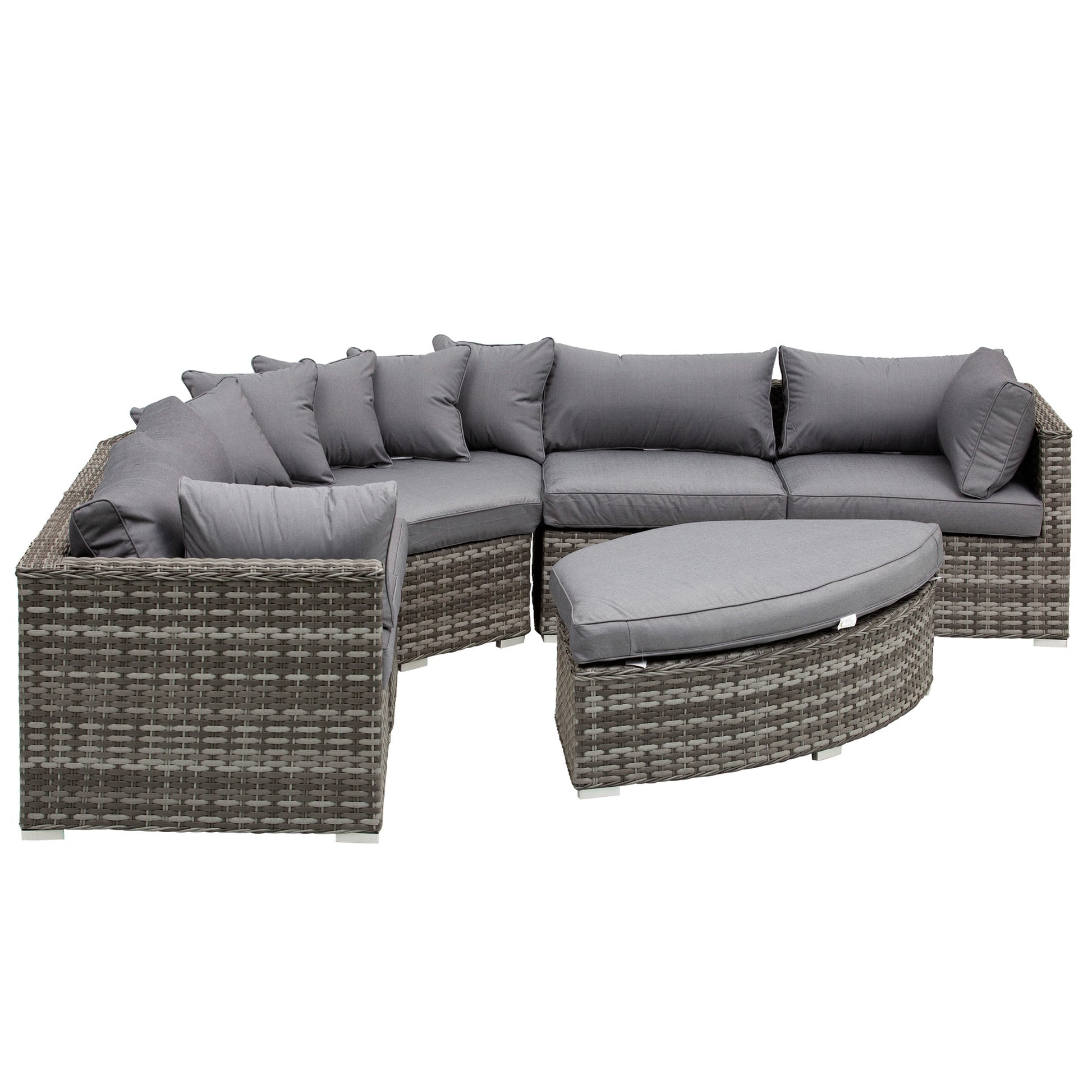 Outsunny 6 PCs Outdoor Rattan Wicker Sofa Set Bonzer Half Round Patio Conversation Furniture Set w/ Angled Corner Design