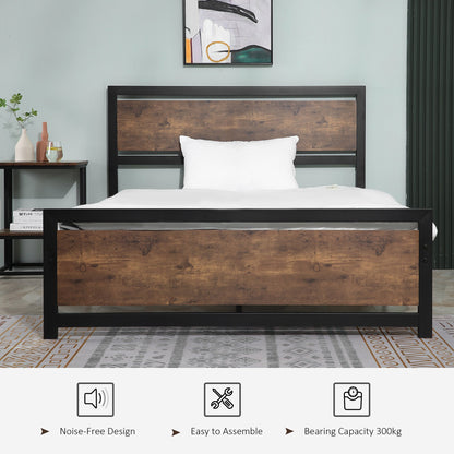 Homcom Full Bed Frame Twin Size Metal Bed w/ Headboard