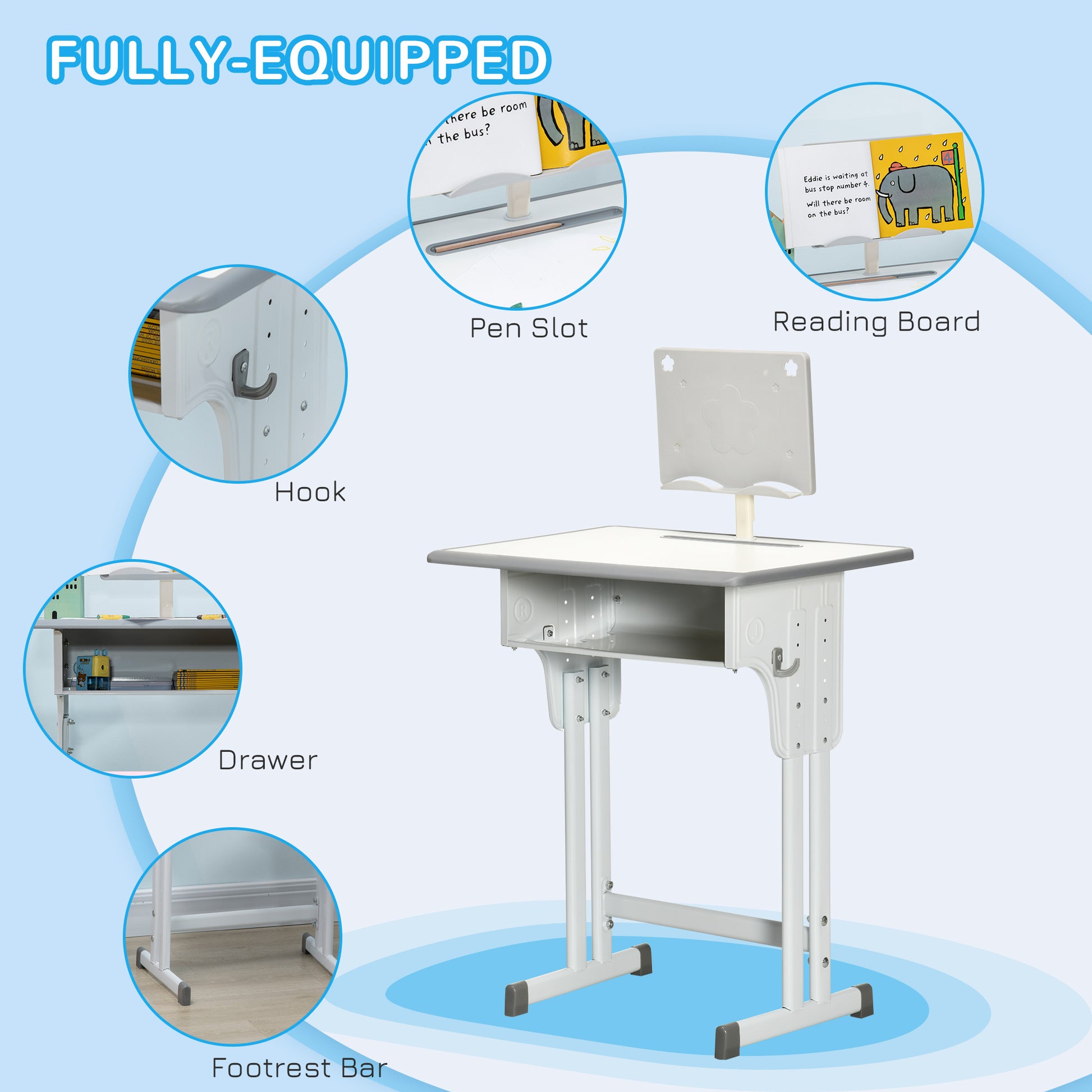 Homcom Kids Adjustable Desk and Chair Set