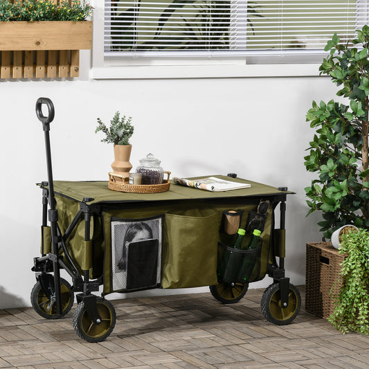 Outsunny Folding Garden Trolley on Wheels