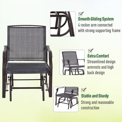 Outsunny Glider Rocking Chair & Table Set 2 Single Seaters Rocker Garden Swing Chair Patio Furniture Bistro Set Grey