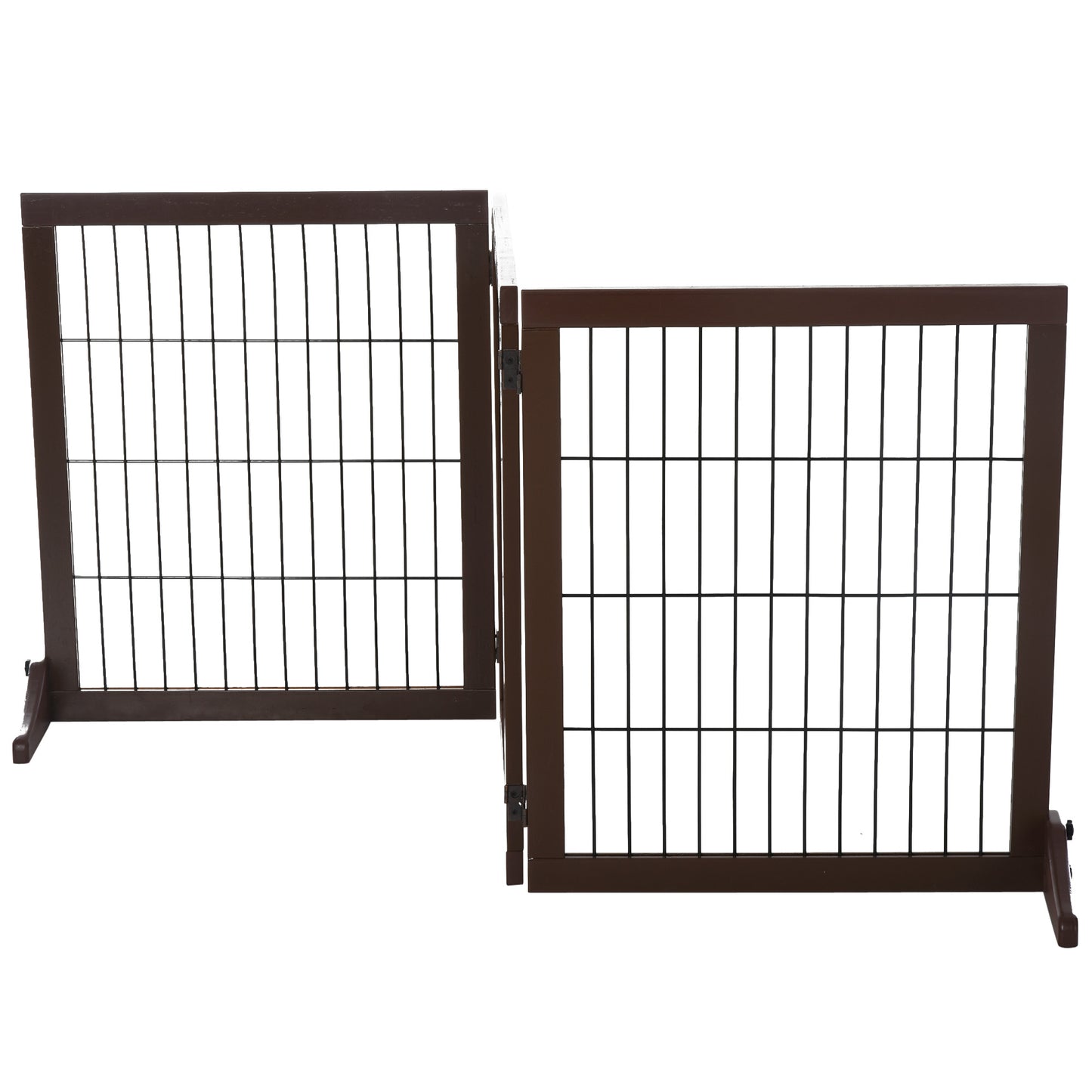 PawHut 3 Panel Pet Gate Pine Frame Indoor Foldable Dog Barrier w/Supporting Foot