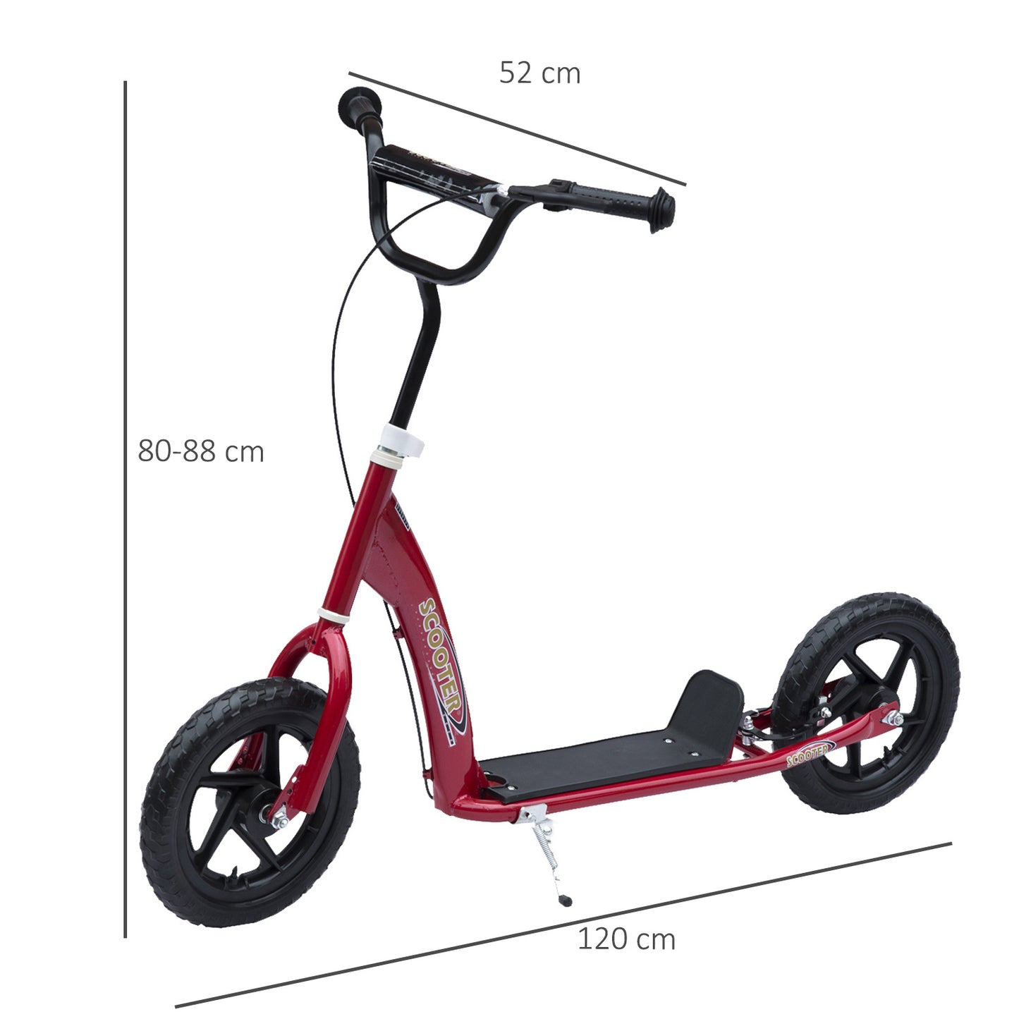 Homcom Teen Push Scooter Kids Children Stunt Scooter w/ 12" EVA Tyres