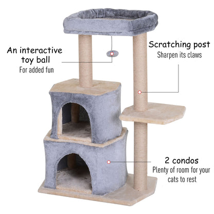 PawHut Cat Tree for Indoor Cats Scratching Posts with 2 Houses