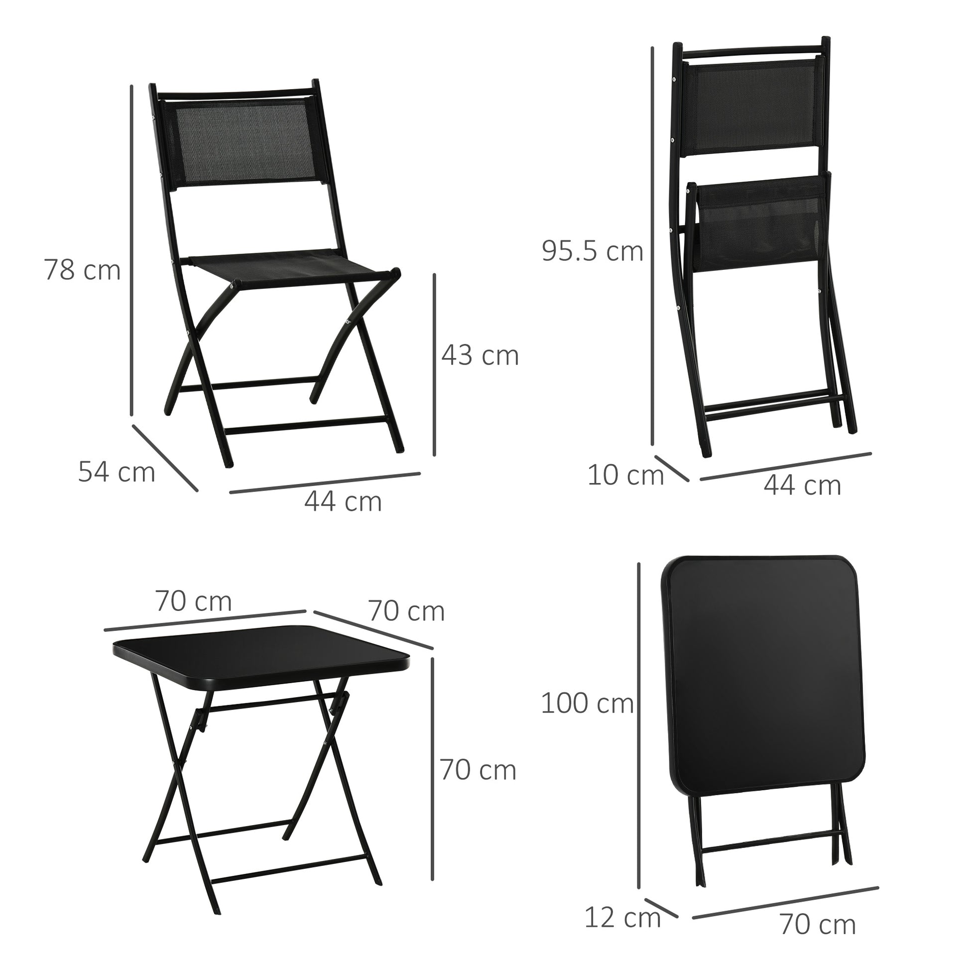 Outsunny 3 Pieces Garden Dining Set Bistro Set