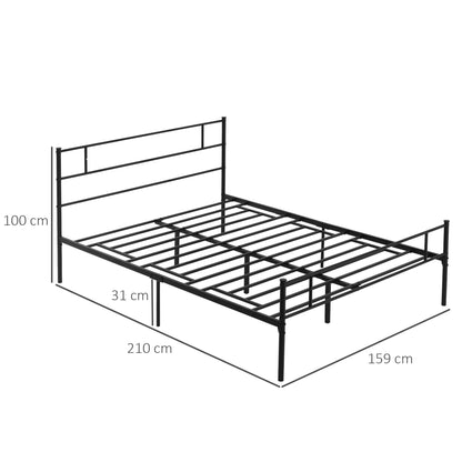 Homcom King Metal Bed Frame Solid Bedstead Base with Headboard and Footboard