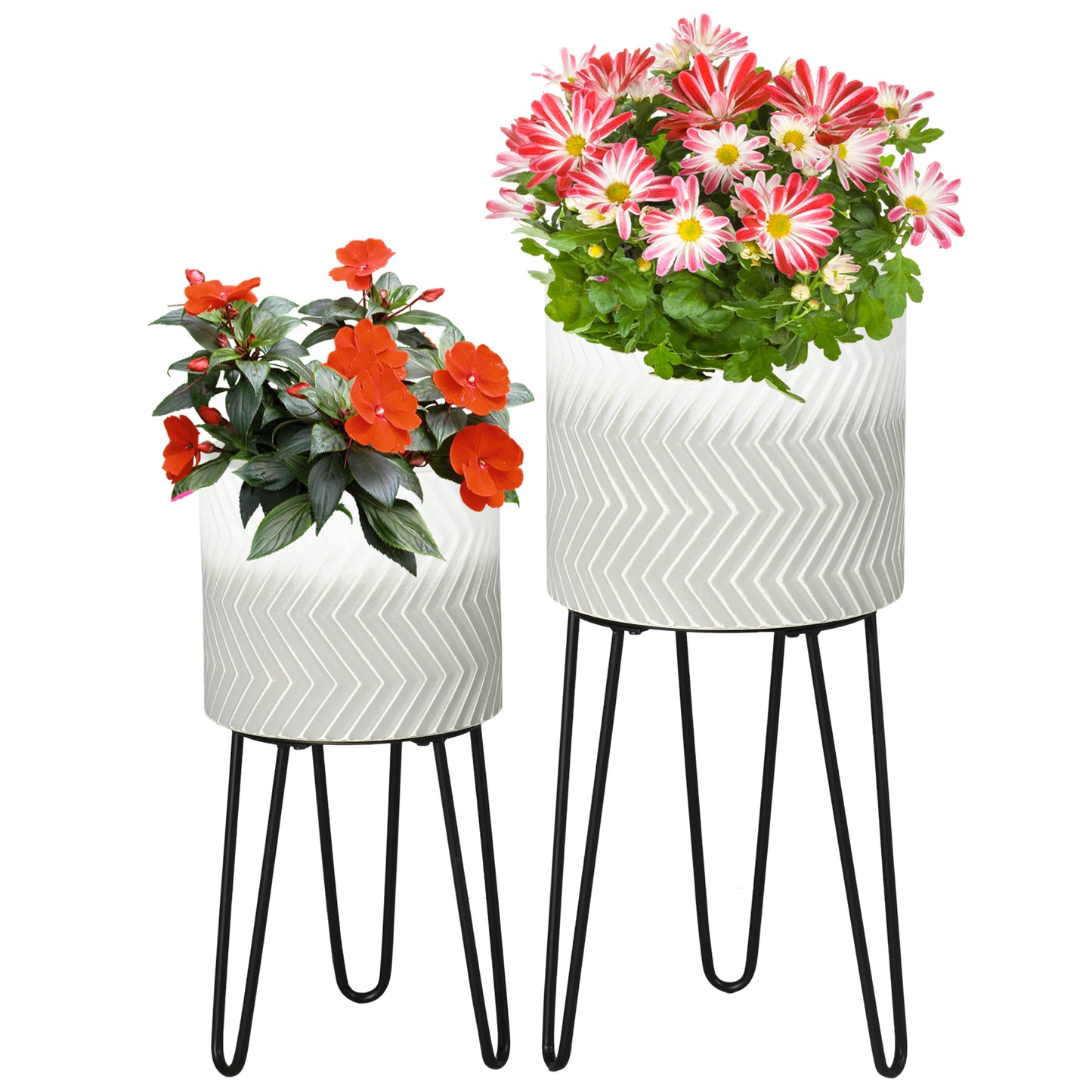 Outsunny Metal Plant Stand Set of 2 with Legs