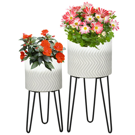 Outsunny Metal Plant Stand Set of 2 with Legs