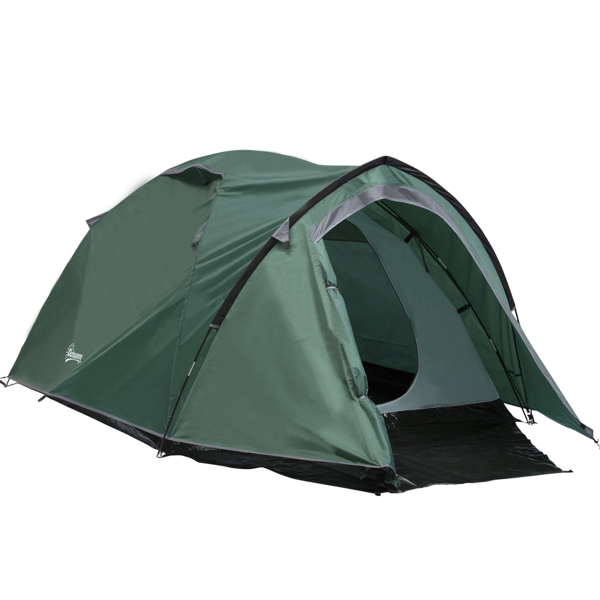 Outsunny Dome Tent for 3-4 Person Family Tent with Large Windows Waterproof Green