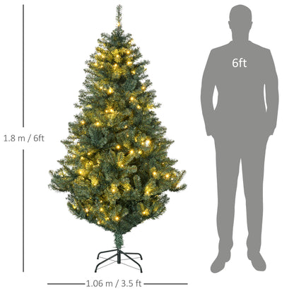 6ft Decorated Christmas Tree Artificial - with LED Lights Warm White 650 Tips