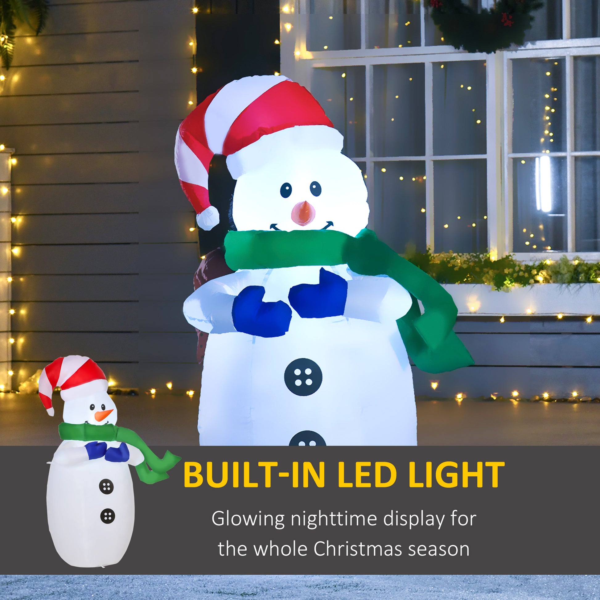 Homcom Inflatable Christmas Snowman 120 cm W/LED Lights-Multicolour