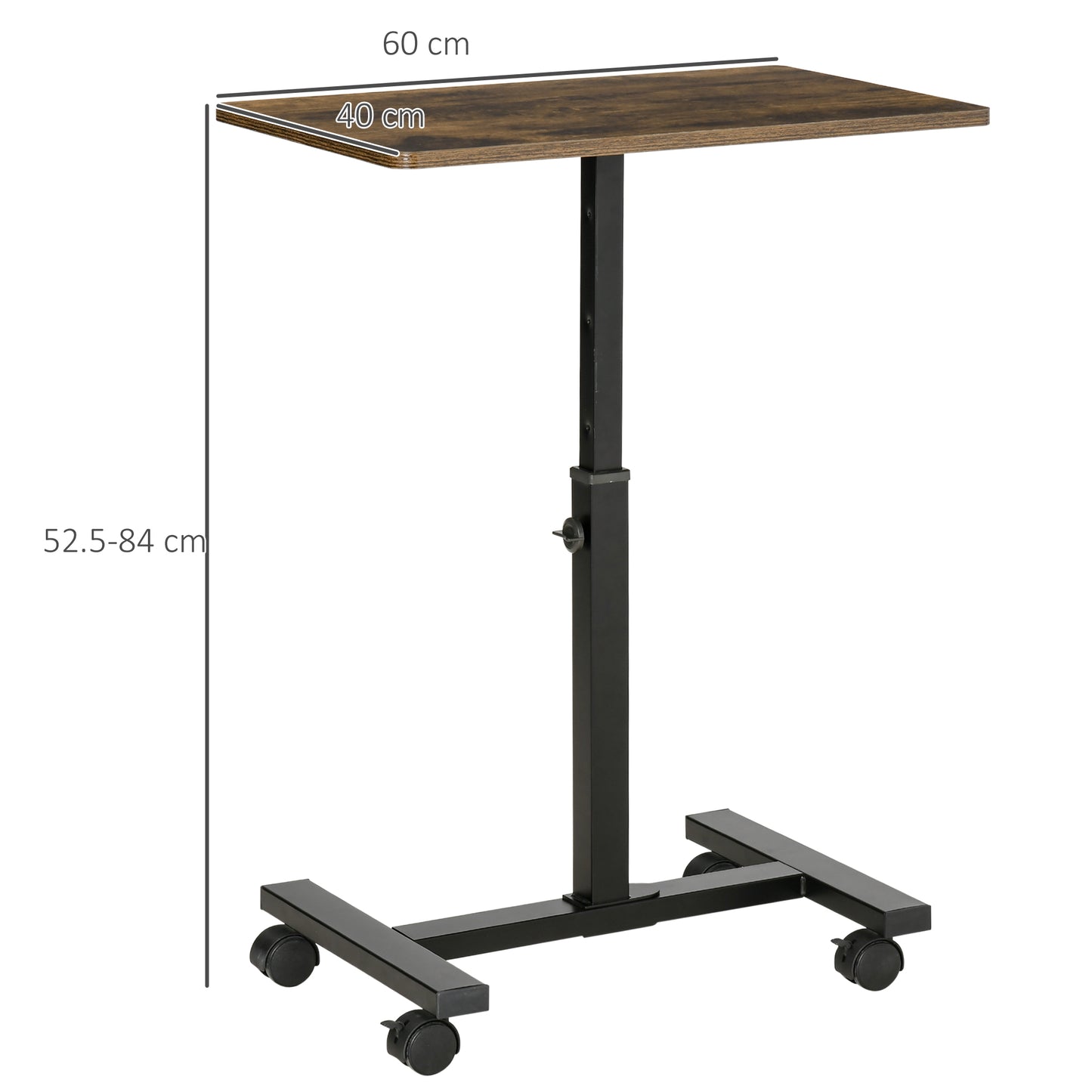 Homcom 52-84cm Adjustable Mobile Over-Surface Table - Brown