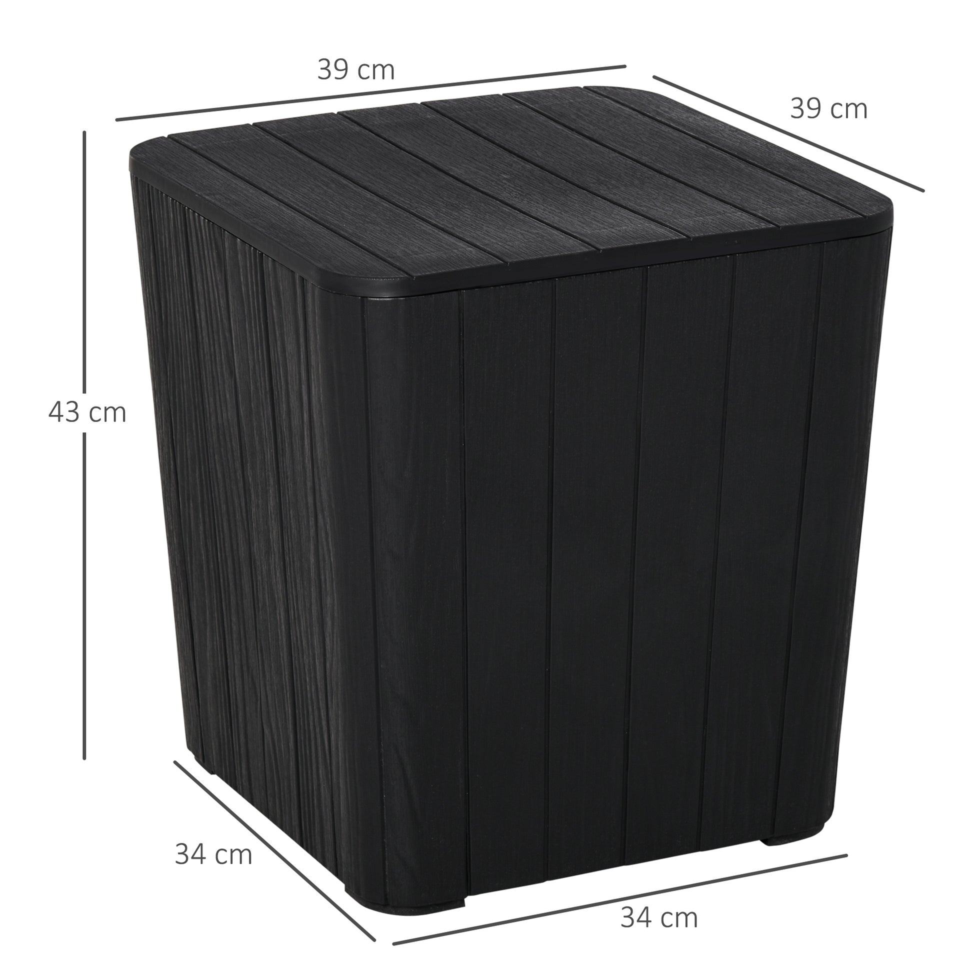 Outsunny Wood Effect Coffee Table Square Storage Box Garden Furniture Bucket Patio Black