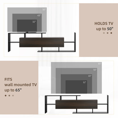 Homcom Modern TV Cabinet with Wall Shelf