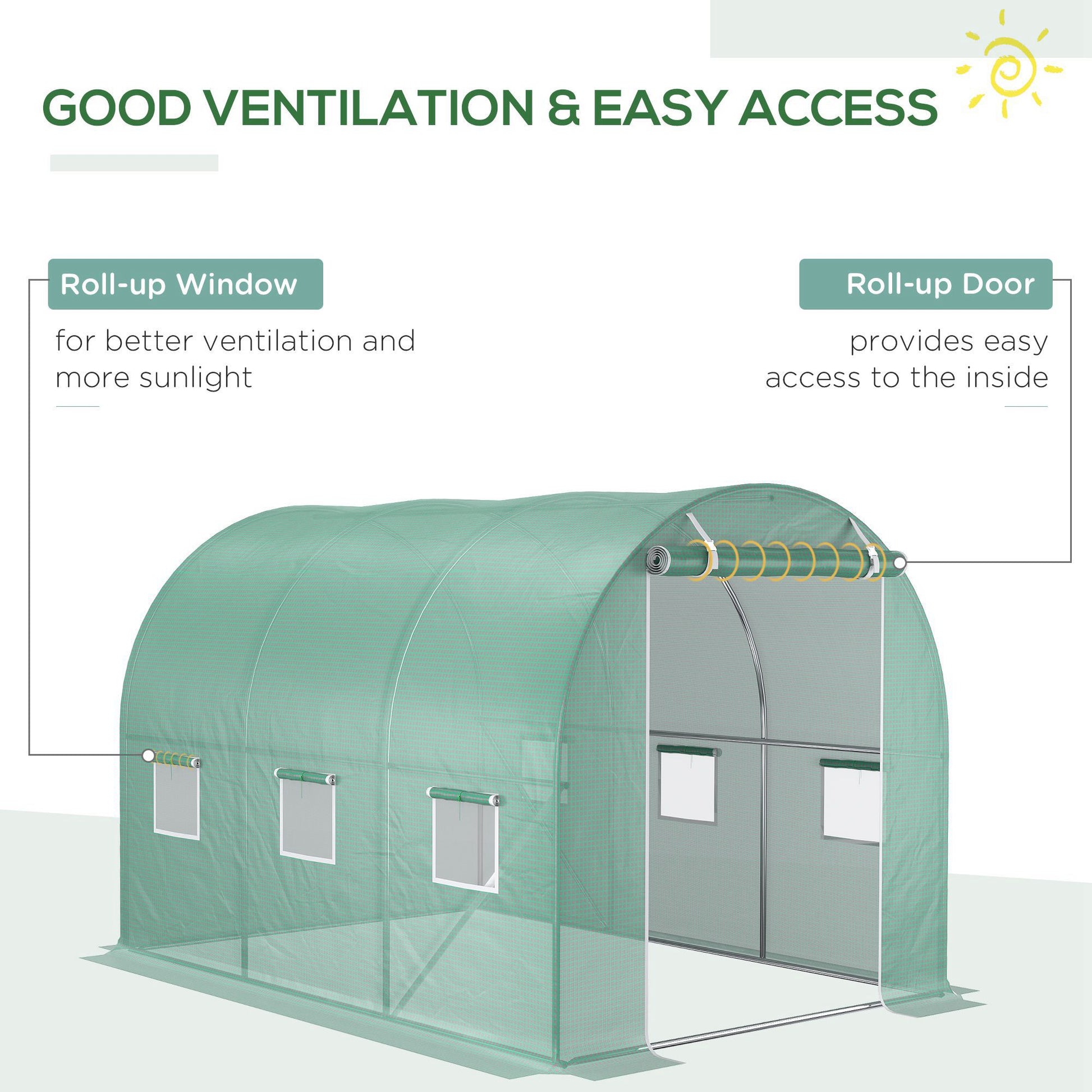 Outsunny 10X7 Ft Greenhouse Replacement Cover For Tunnel Walk-In Greenhouse With Windows Door