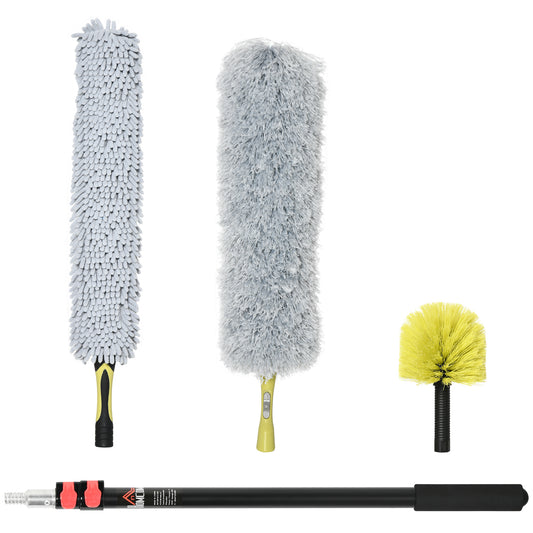 Homcom 4 Pieces Extendable Feather Duster with Aluminium Telescopic Pole 29"-71"